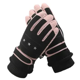 1 Pair WZ-204 Outdoor Warm And Windproof Thickened Cycling Sports Anti-fall Gloves, Size: Free Code(Black Pink)