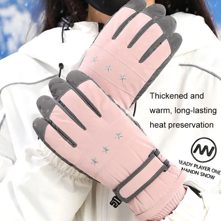 1 Pair WZ-204 Outdoor Warm And Windproof Thickened Cycling Sports Anti-fall Gloves, Size: Free Code(Black Pink)