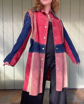 60s/70s La Scala colorblock leather coat