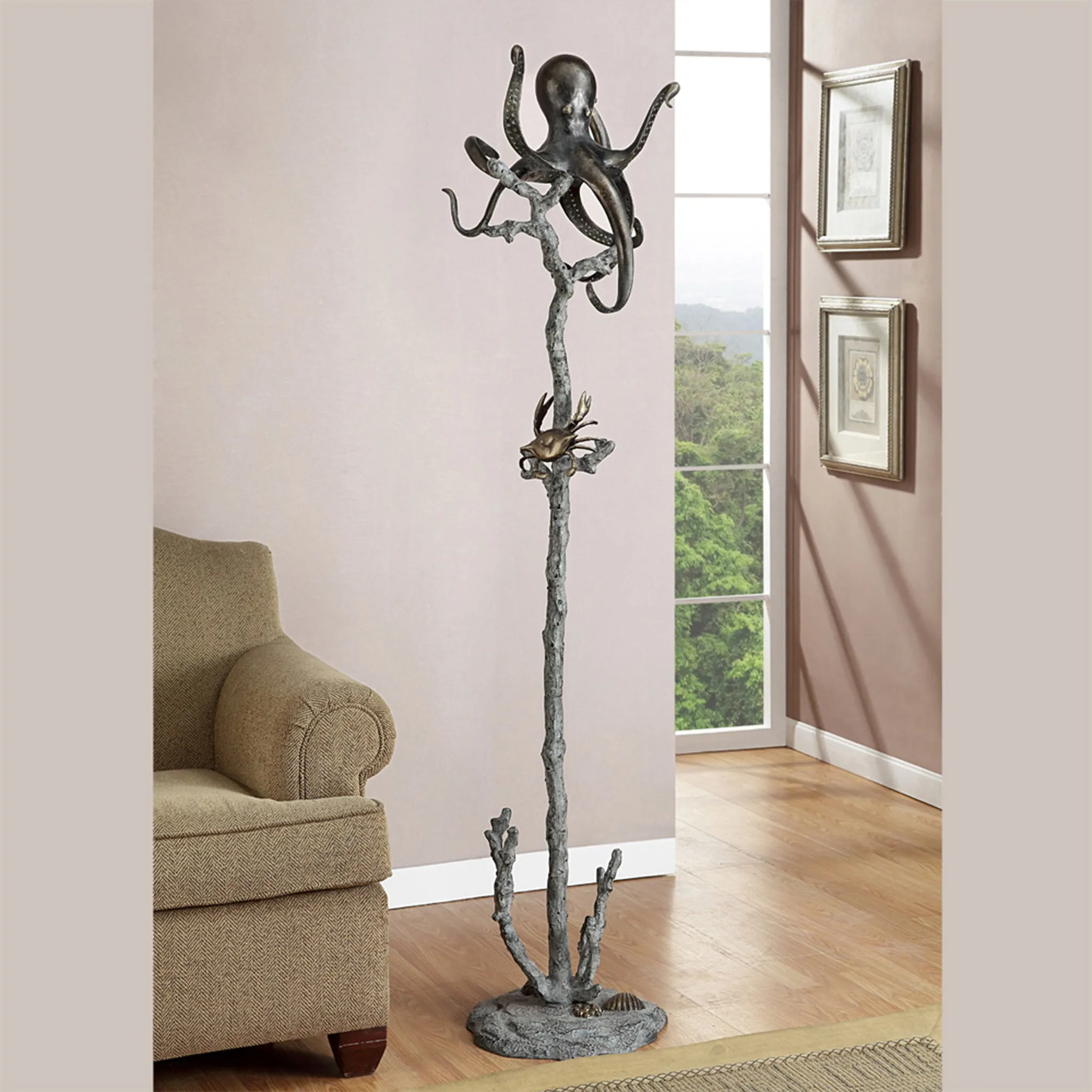 68"H Octopus Aluminum Coat Rack