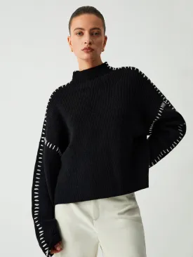 ALMA™ | Oversized Turtleneck Sweater with Elegant Piqué Details