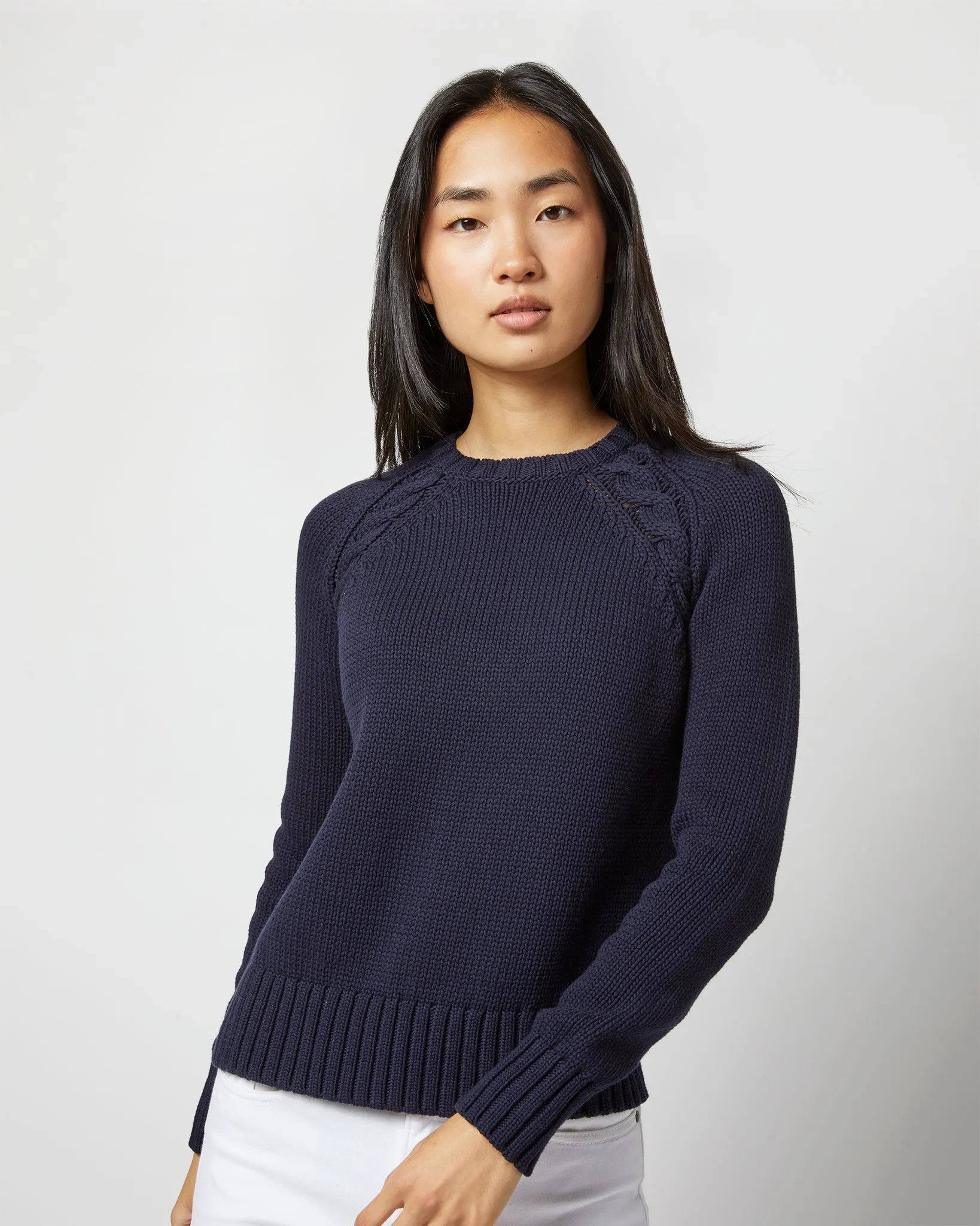 Aria Sweater in Navy Cotton Tape Yarn