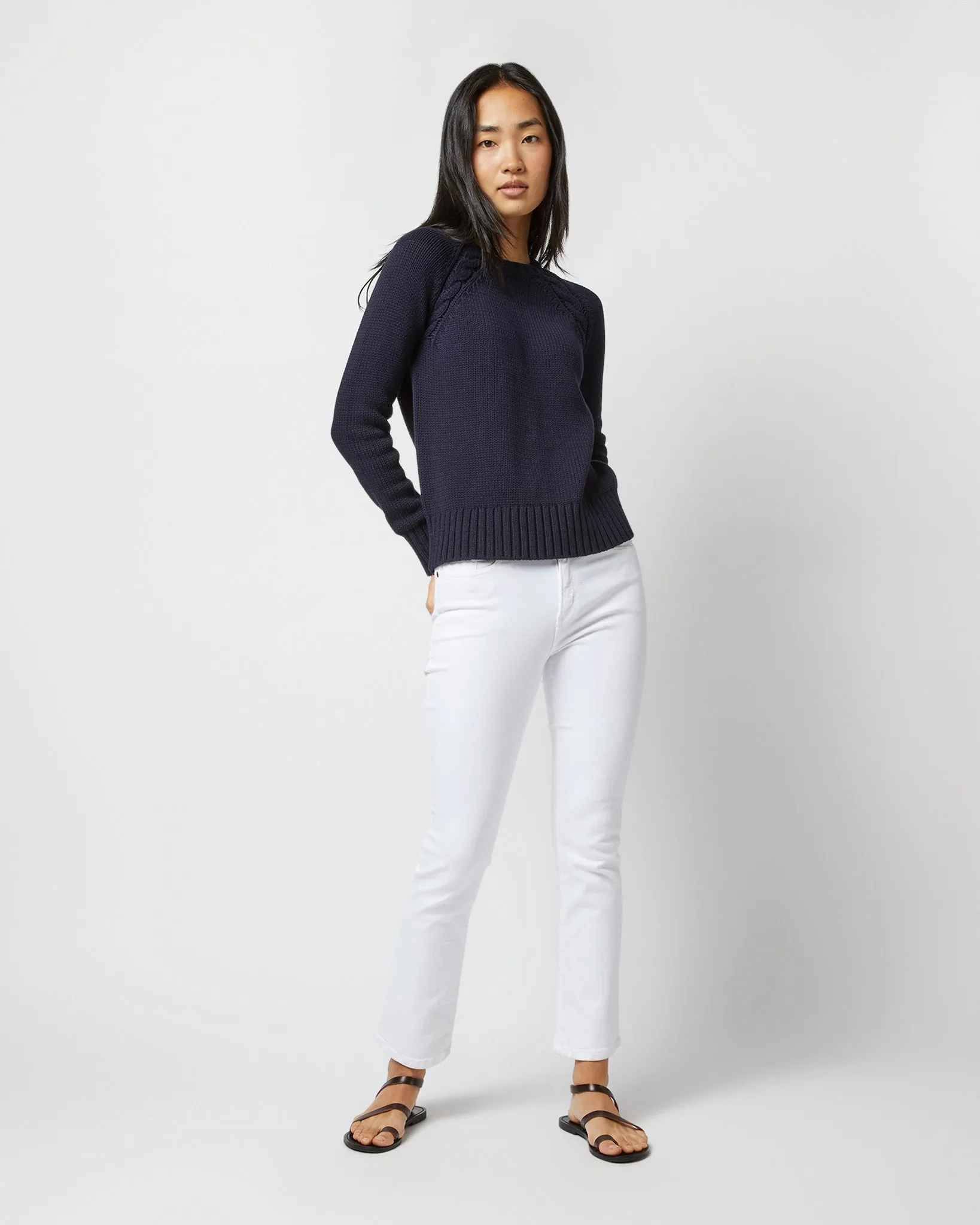 Aria Sweater in Navy Cotton Tape Yarn