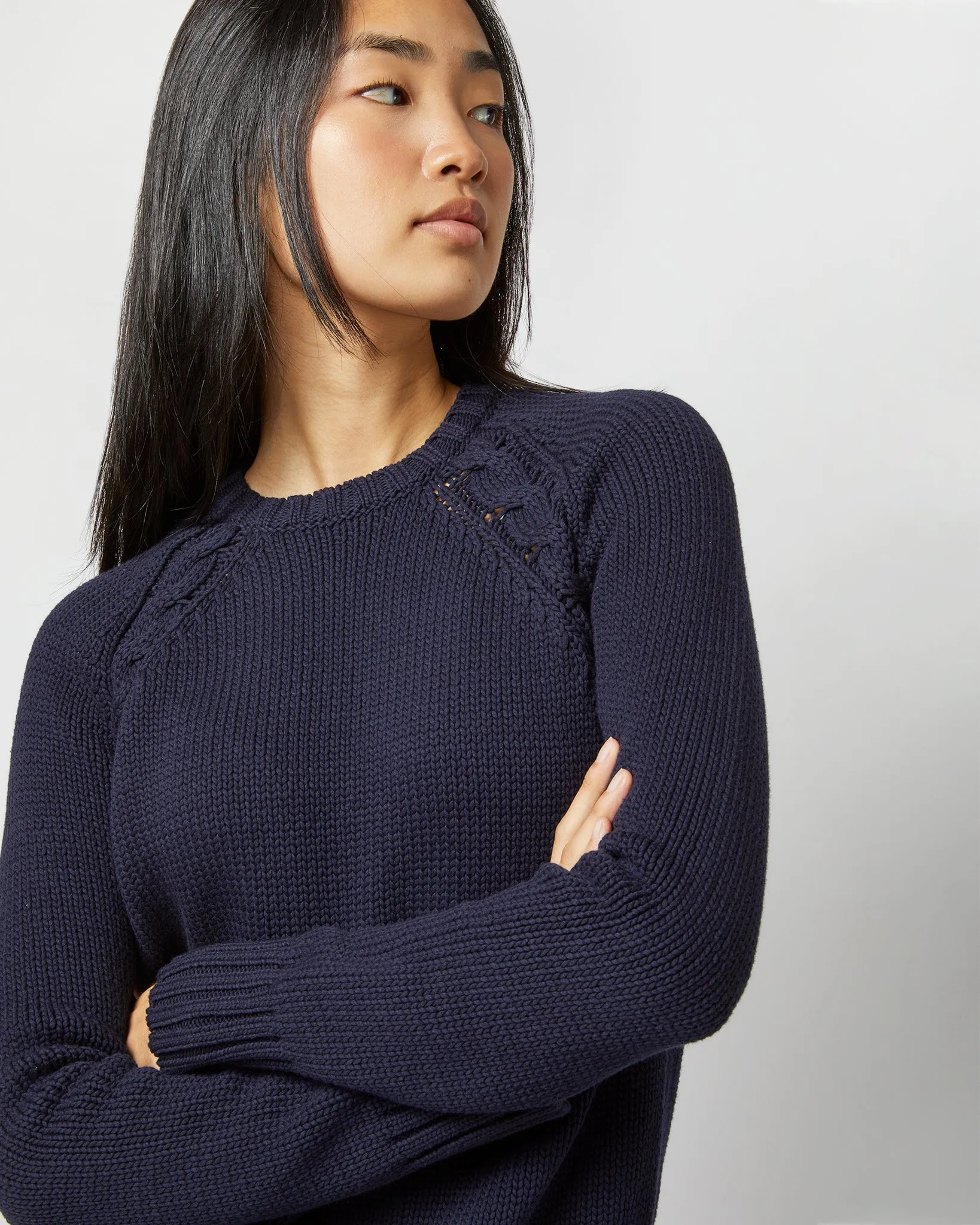 Aria Sweater in Navy Cotton Tape Yarn