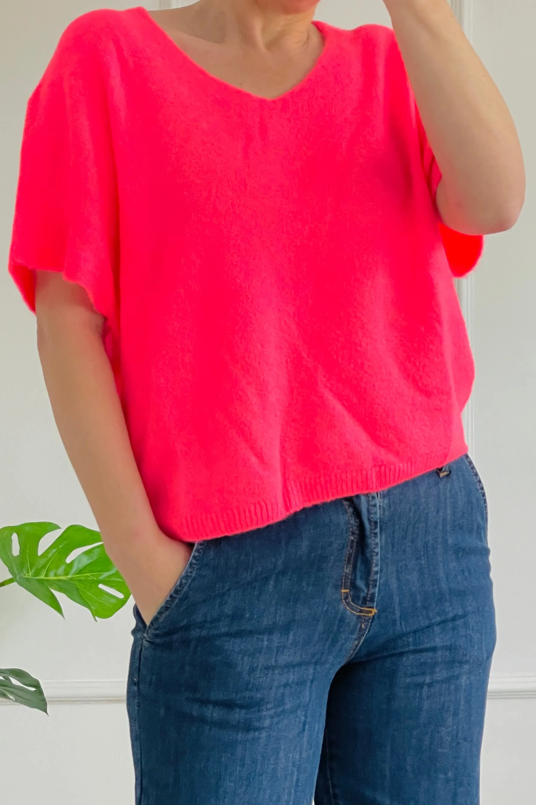 Ashley Fine Knit Jumper | Neon Coral