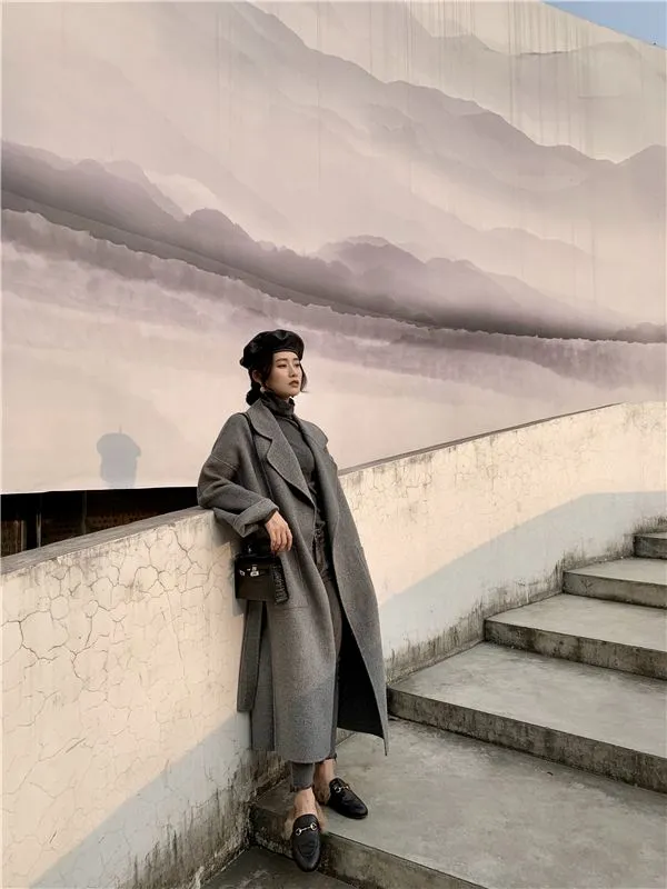 Autralian Wool Belted Long Coat