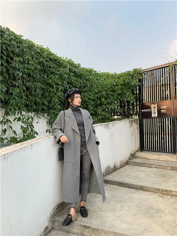 Autralian Wool Belted Long Coat