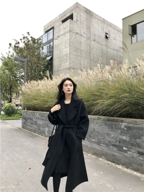 Autralian Wool Belted Long Coat