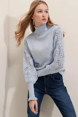 Baby Blue Half Turtleneck Sweater