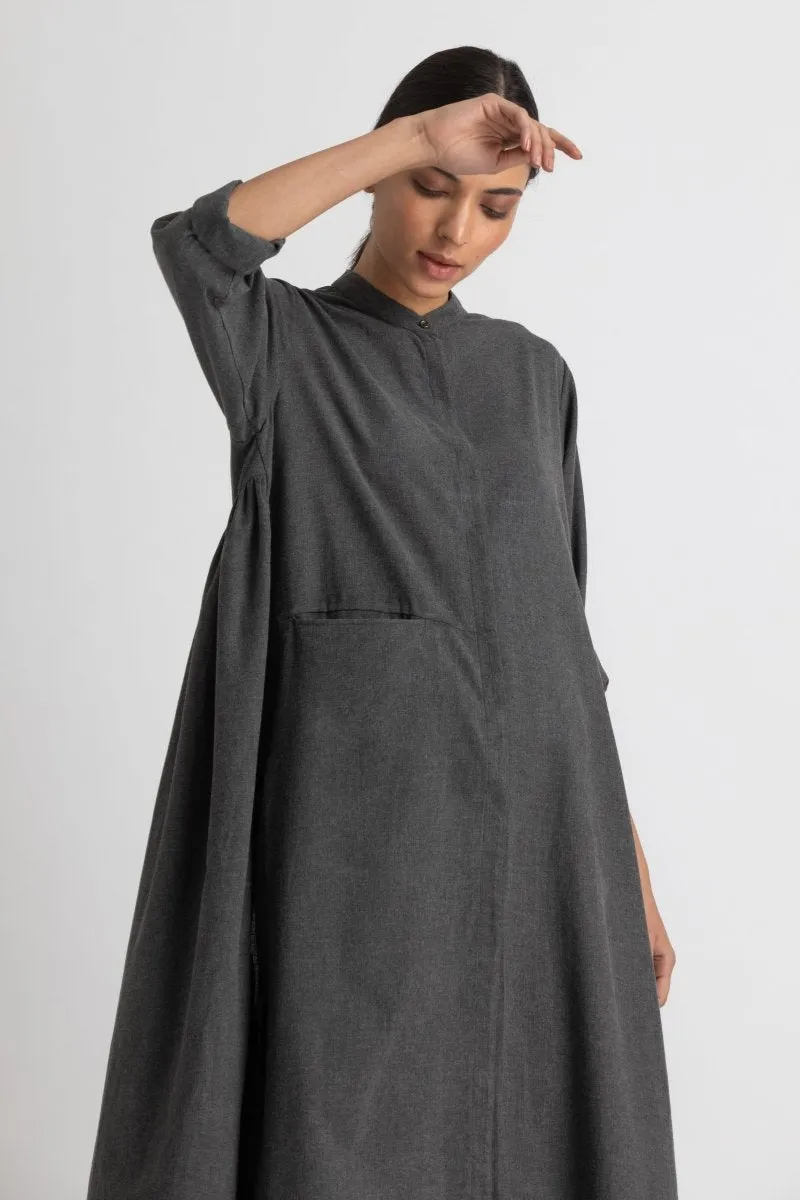 Back Gather Jacket Co-ord- Lead Grey Melange