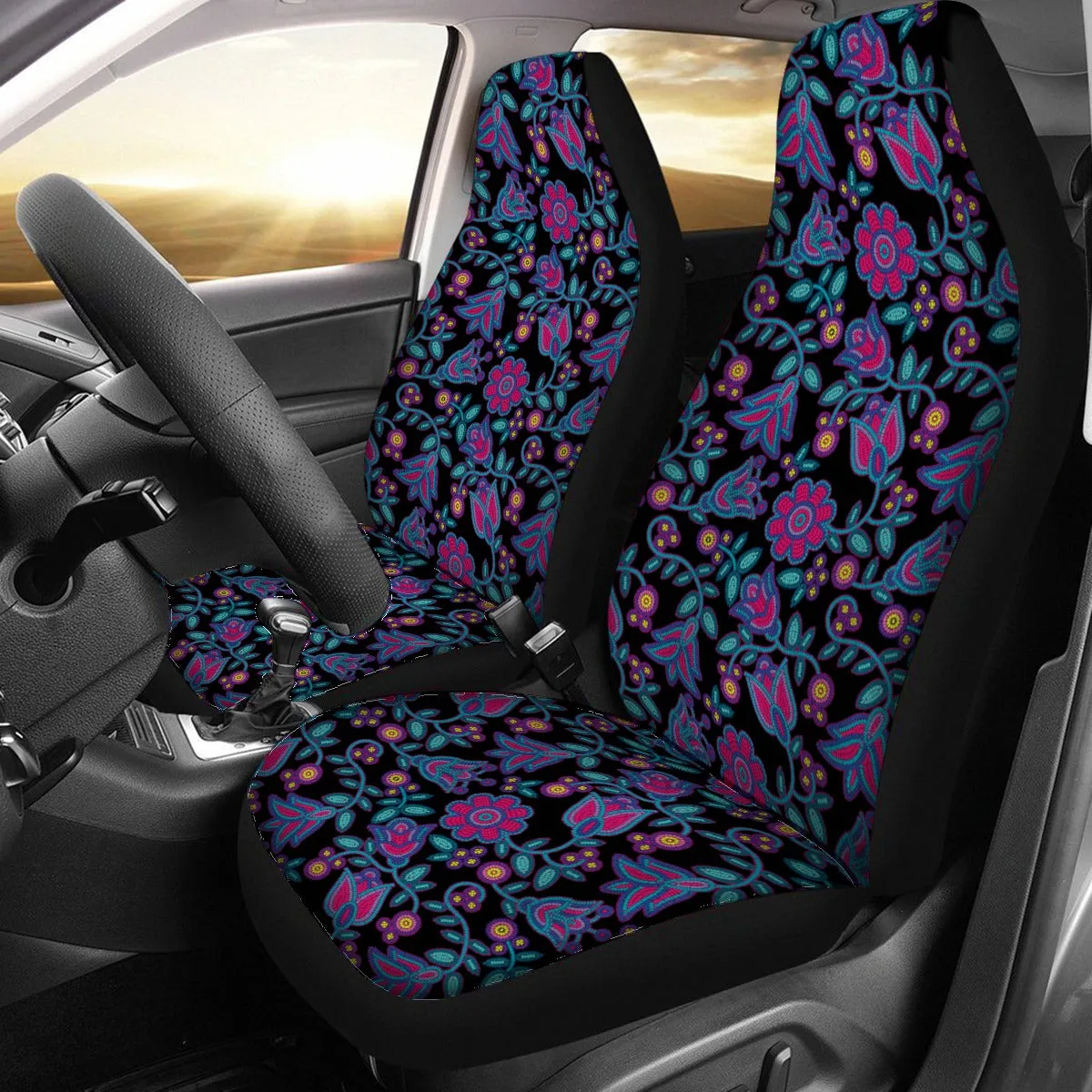 Beaded Nouveau Coal Universal Car Seat Cover With Thickened Back