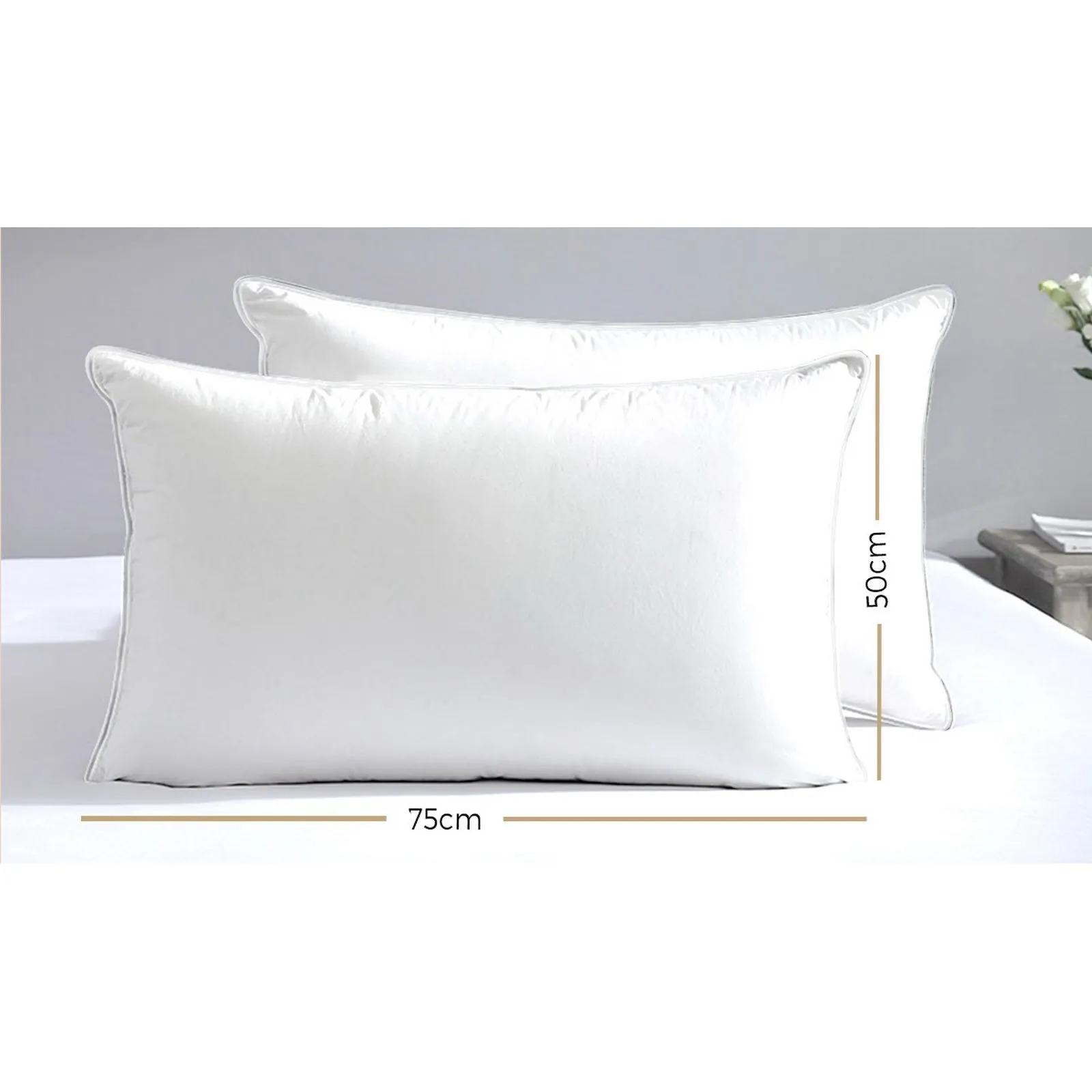 Bedra Bedding Pillow Duck Feather Down Pillows Twin Pack Standard Size Hotel