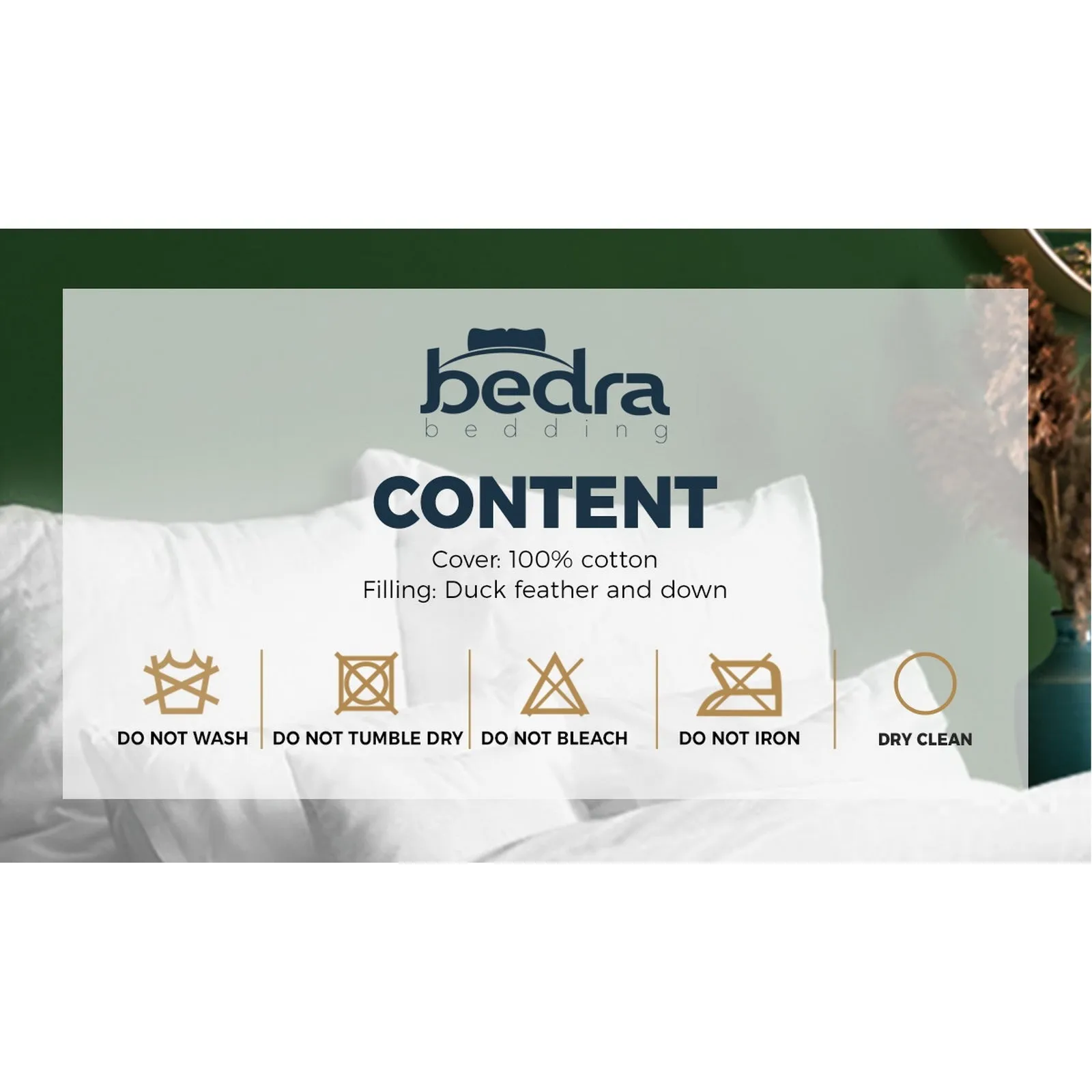 Bedra Bedding Pillow Duck Feather Down Pillows Twin Pack Standard Size Hotel