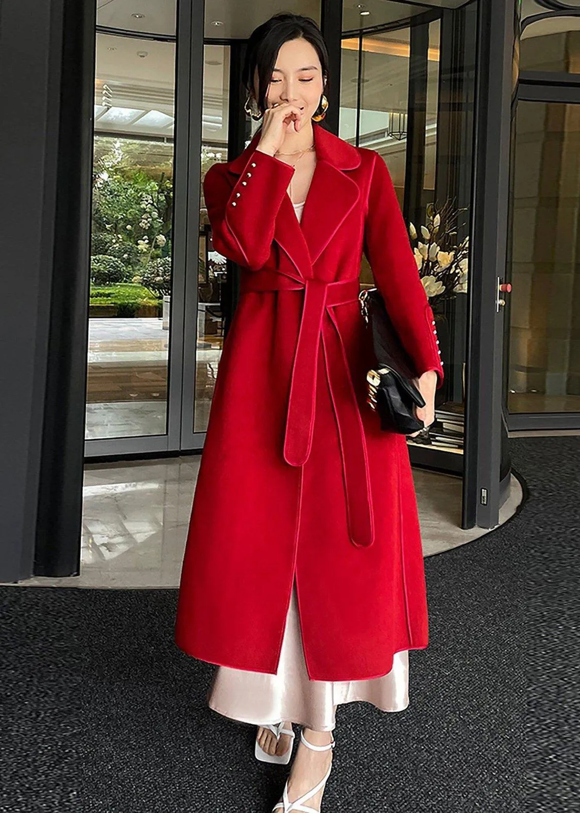 Belted Double Face Wool Coat