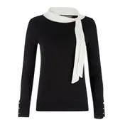 Black/Ivory Bardot Side Tie Sweater