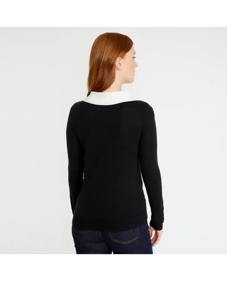 Black/Ivory Bardot Side Tie Sweater