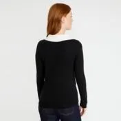 Black/Ivory Bardot Side Tie Sweater