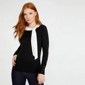 Black/Ivory Bardot Side Tie Sweater