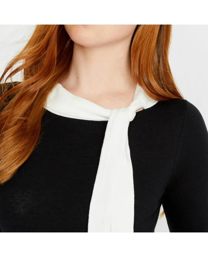 Black/Ivory Bardot Side Tie Sweater