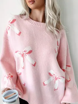 Bow Sweater Round Neck Long Sleeve Soft Knitwear