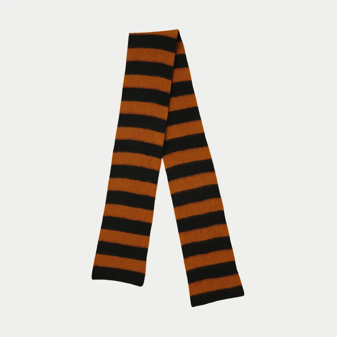 Brushed Stripe Scarf - Black and Cumin