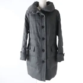 Burberry Wool Down Coat, Check Lining, Dark Grey