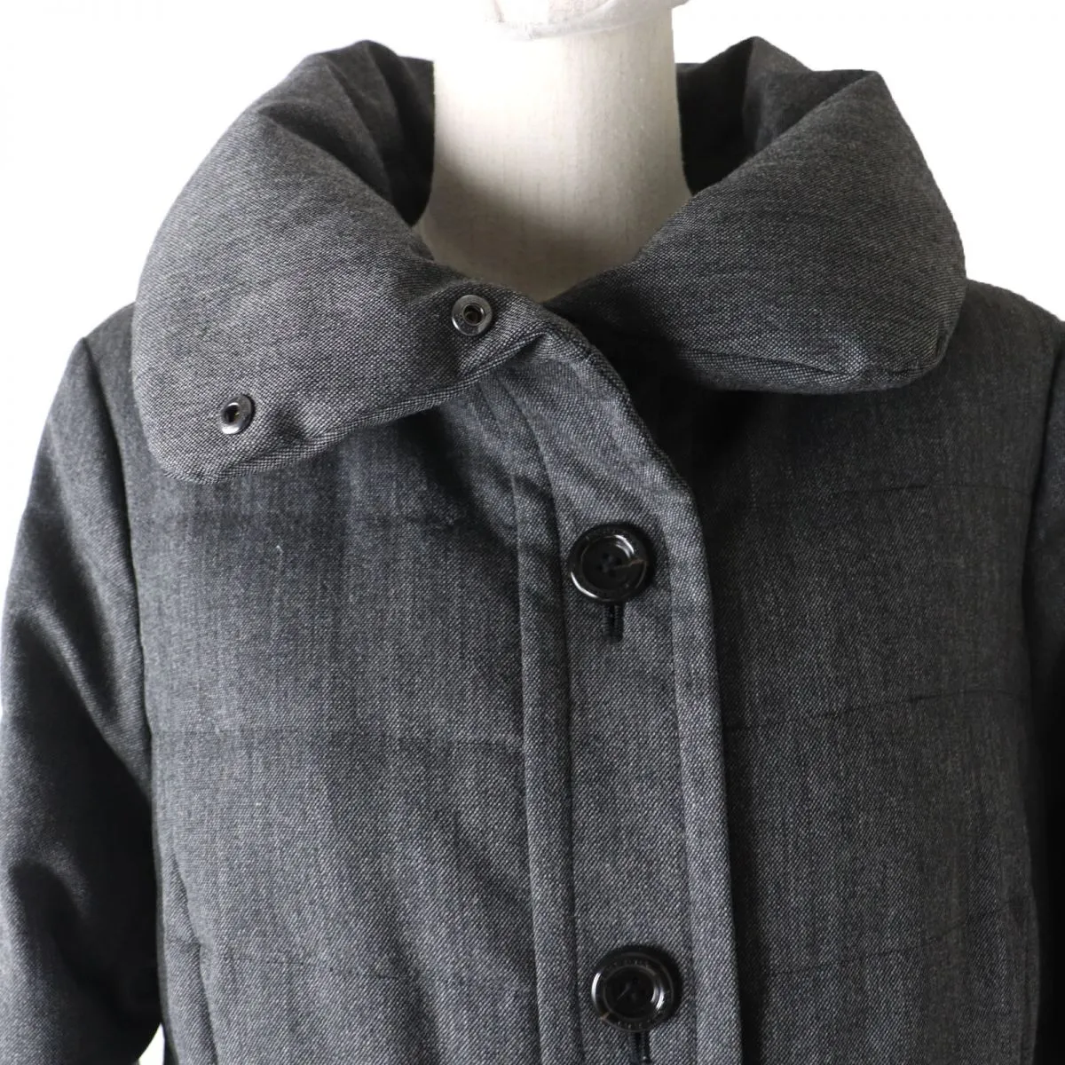 Burberry Wool Down Coat, Check Lining, Dark Grey