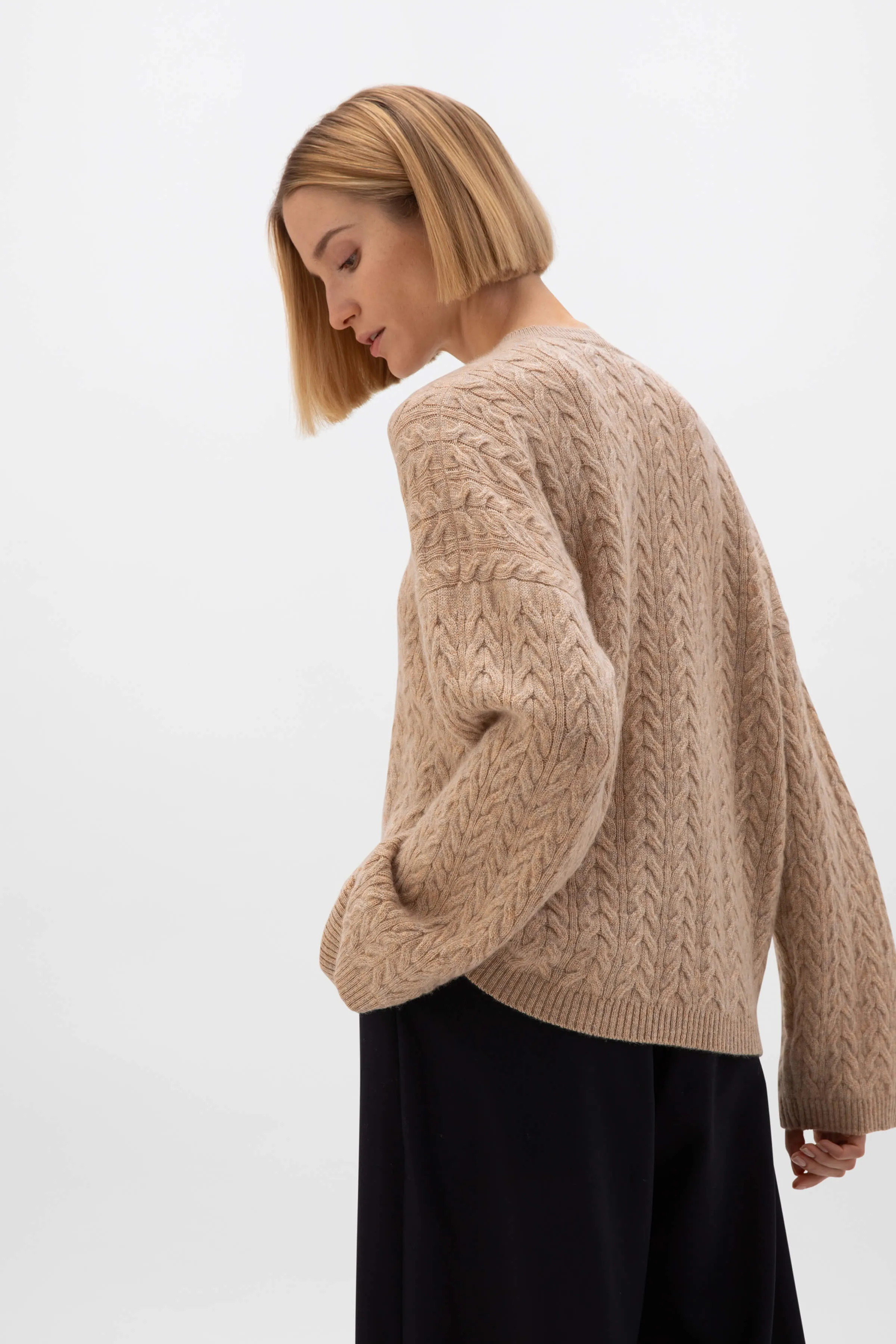 Cable Knit Slouchy Cashmere Jumper