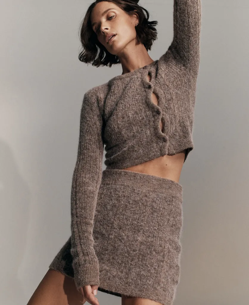 CABLE KNIT WOOL SKIRT