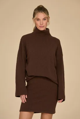 Calista Turtleneck Knit Sweater - Dark Oak