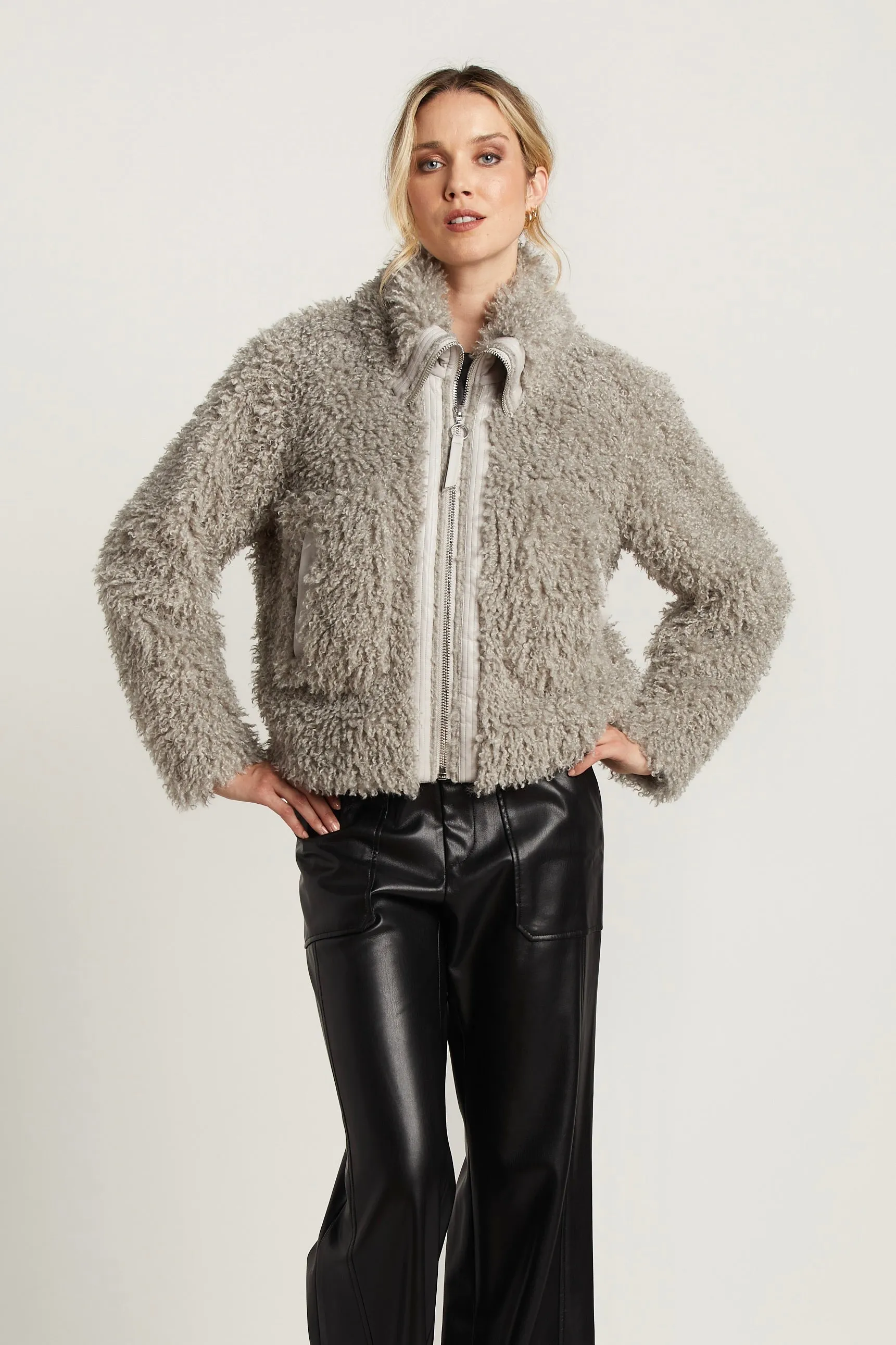 Carrie Short Mongolian Faux Fur Coat - Cloud