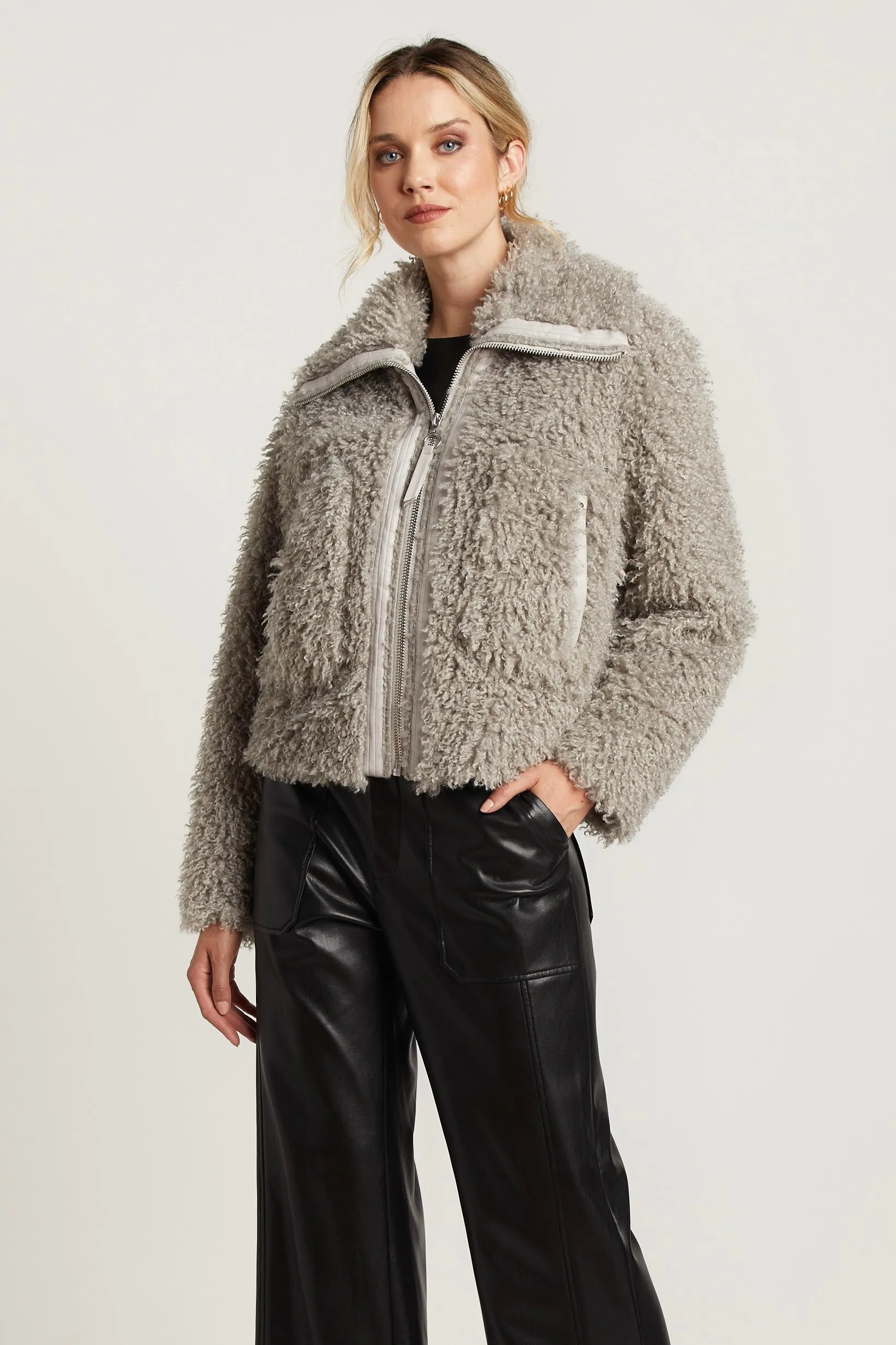 Carrie Short Mongolian Faux Fur Coat - Cloud