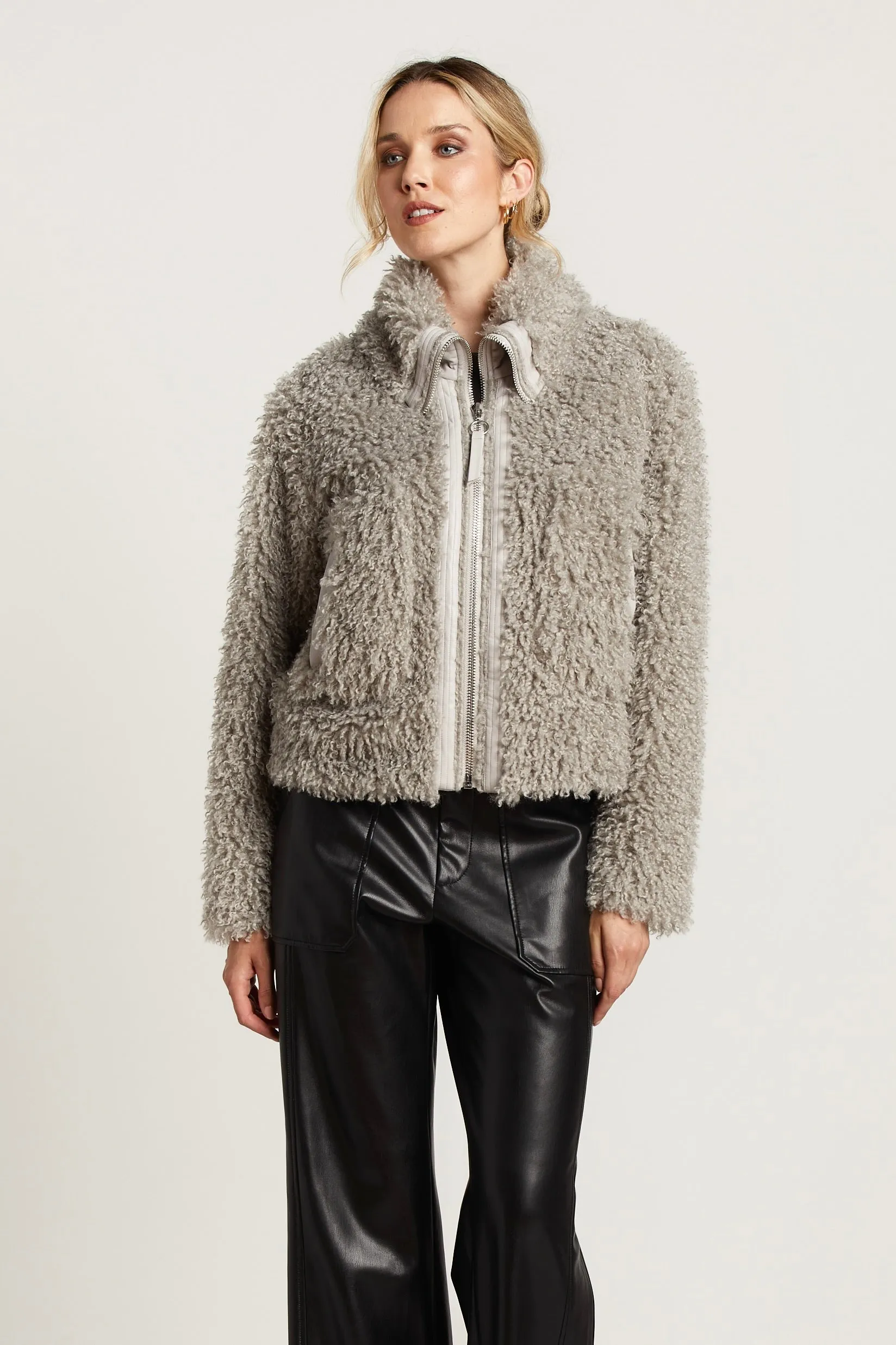 Carrie Short Mongolian Faux Fur Coat - Cloud