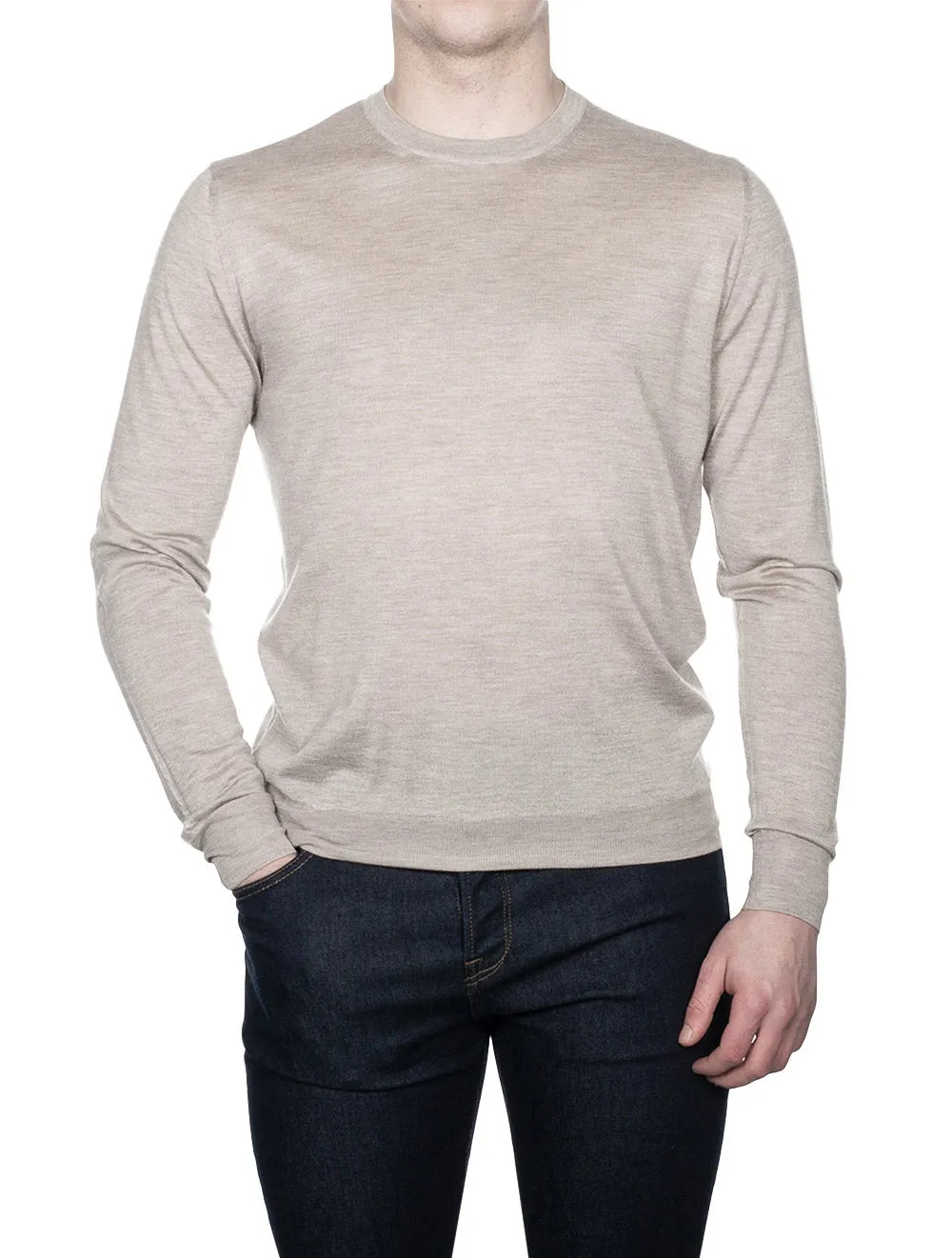 Cashmere & Silk Crew Neck Stone