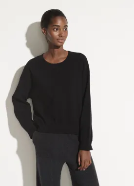 Cashmere Double Layer Crew in Black/Navy