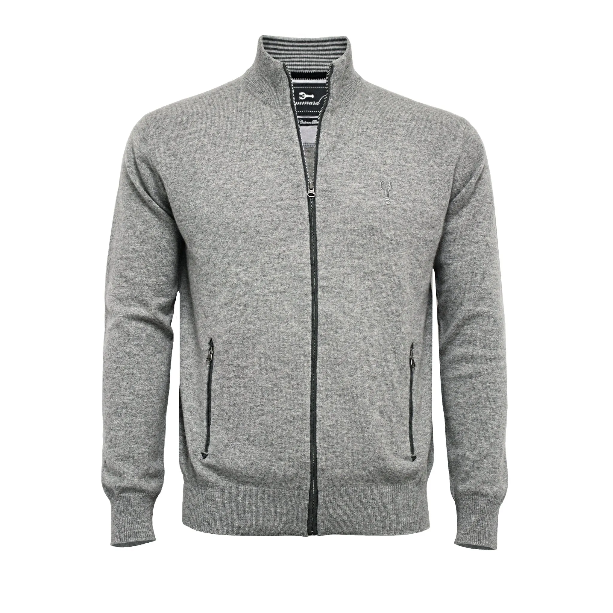 Charcoal Grey Cashmere Zipper Cardigan Porto