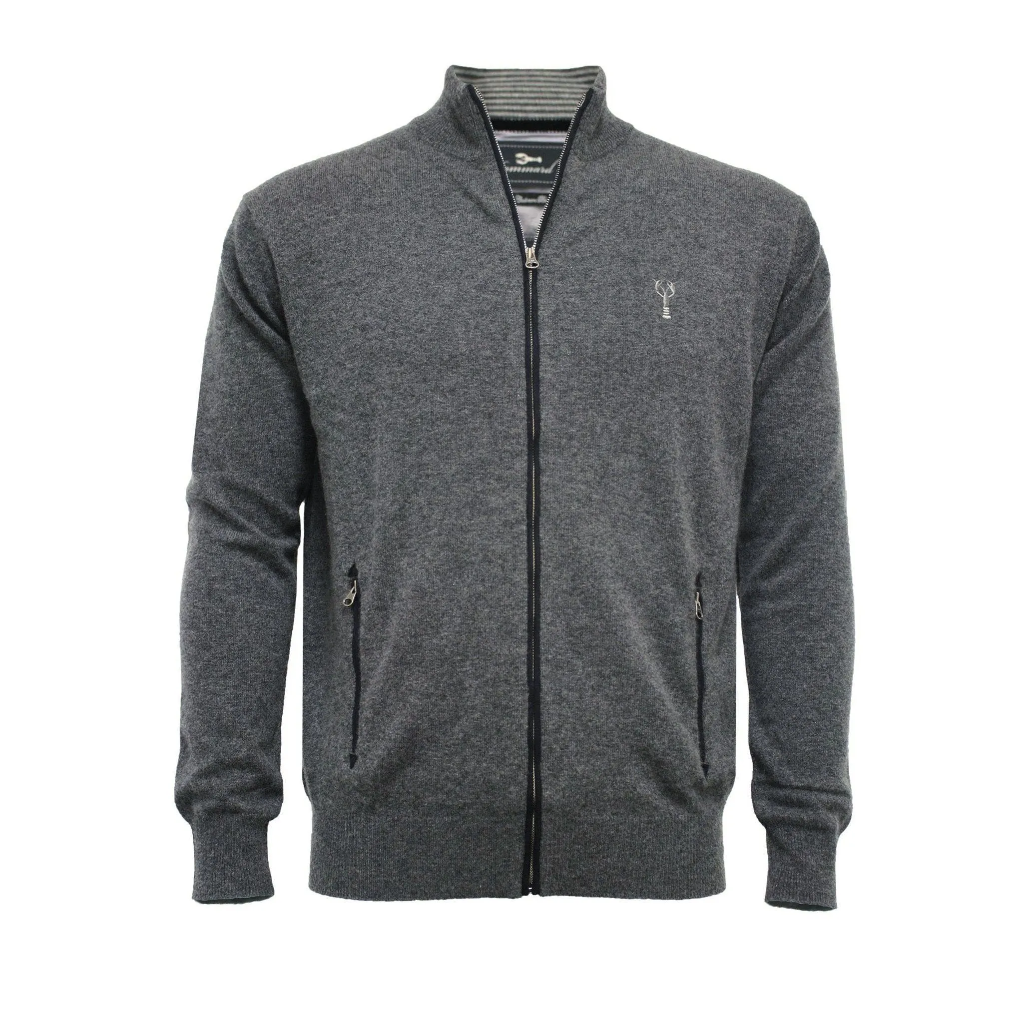 Charcoal Grey Cashmere Zipper Cardigan Porto