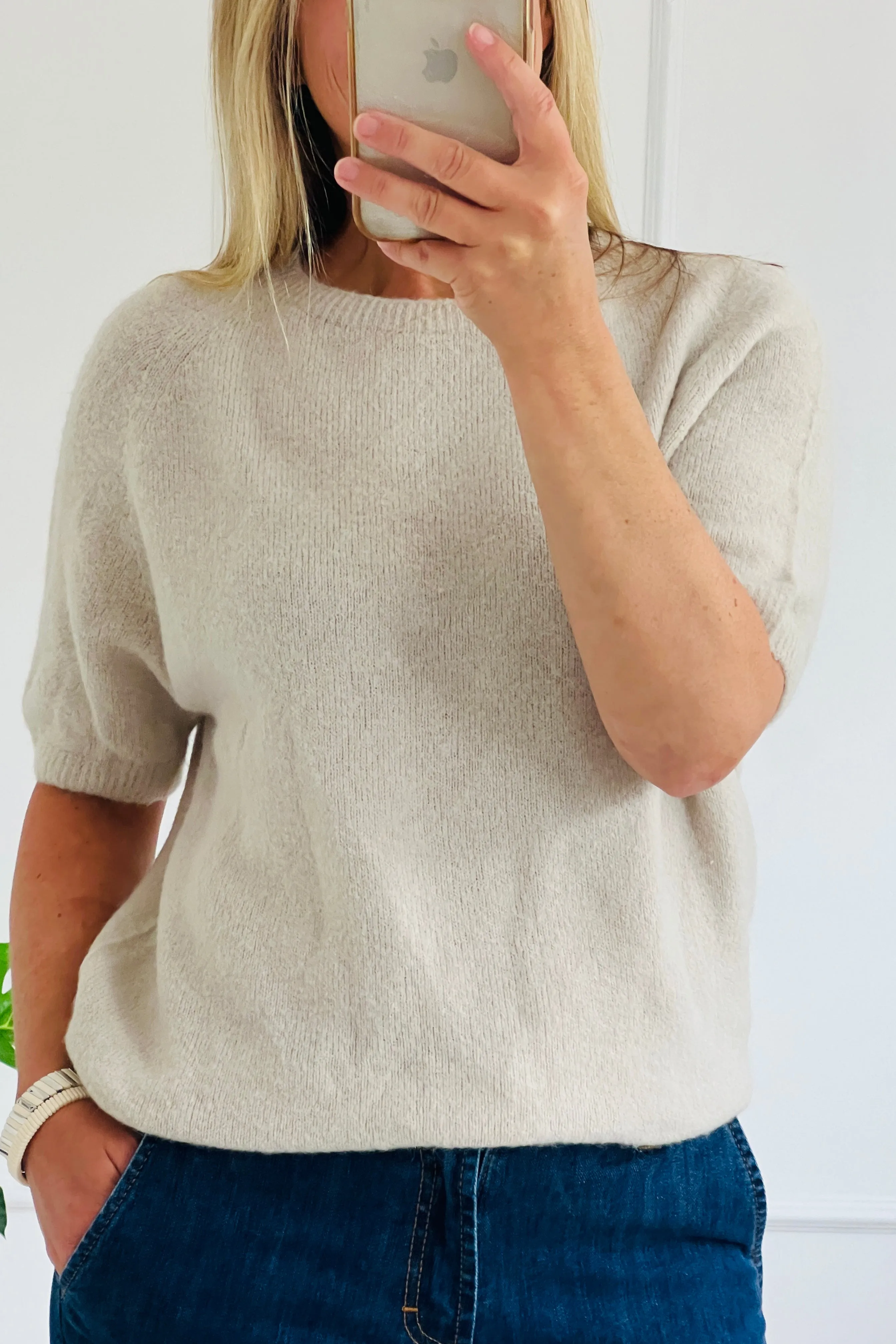 Charlie Alpaca Blend Crew Knit Jumper | Putty