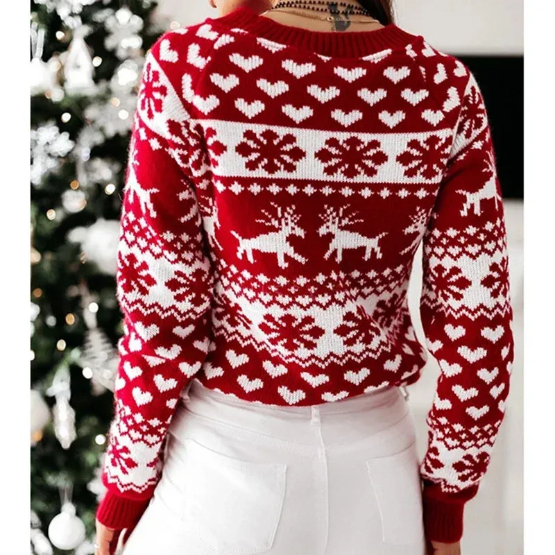 Christmas Knitting Soft Warm Knitwear Full Sleeve Casual Sweater