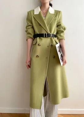 Colorblock Trim Double Face Wool Long Coat