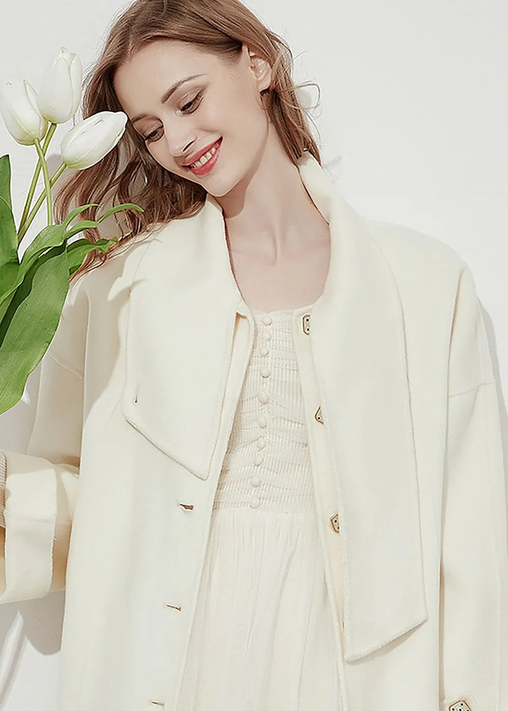 Cream Double-Faced Wool Overcoat