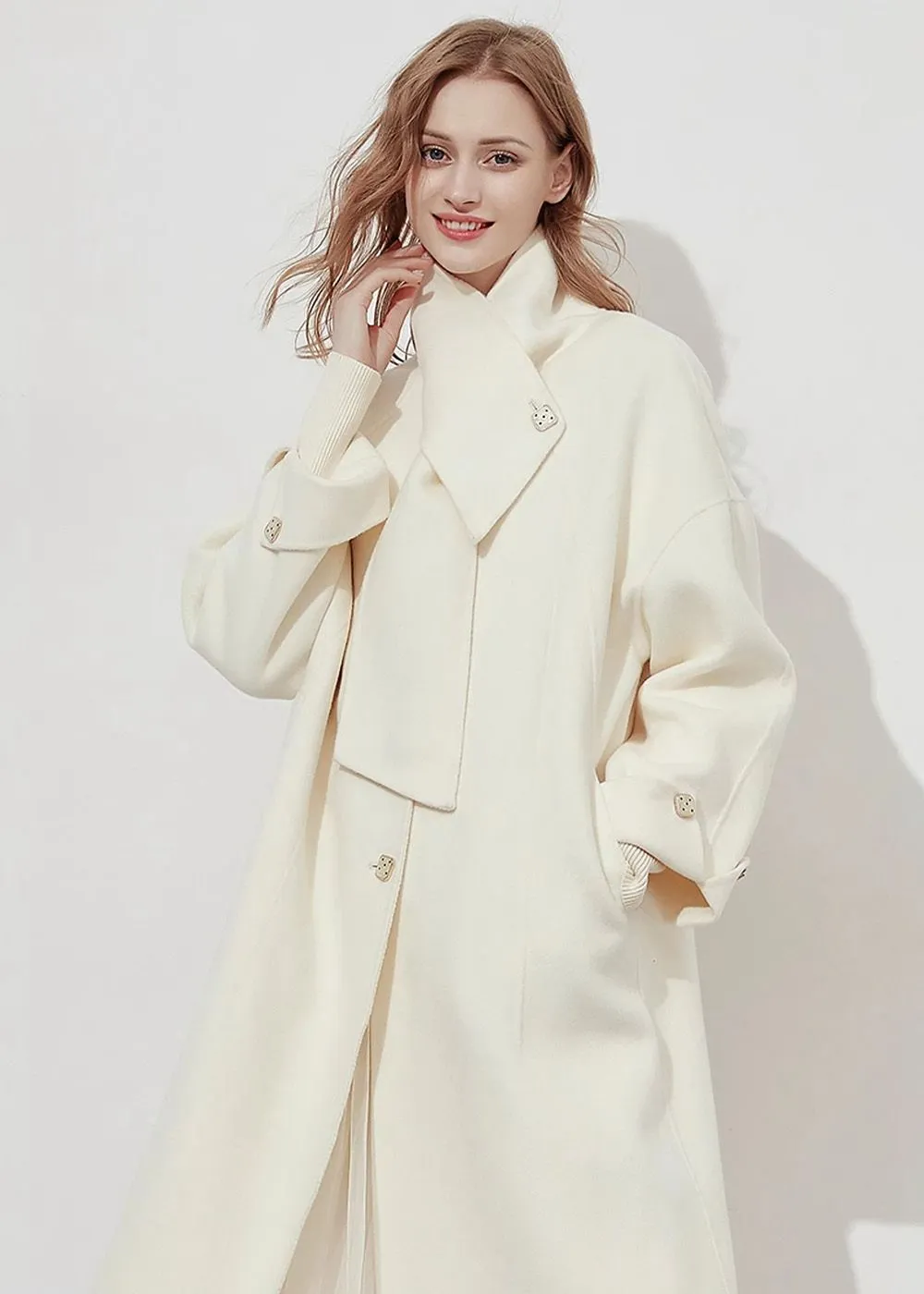 Cream Double-Faced Wool Overcoat