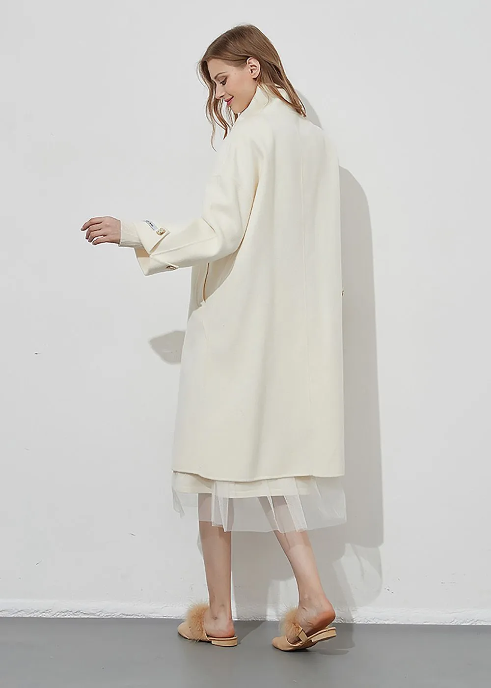 Cream Double-Faced Wool Overcoat