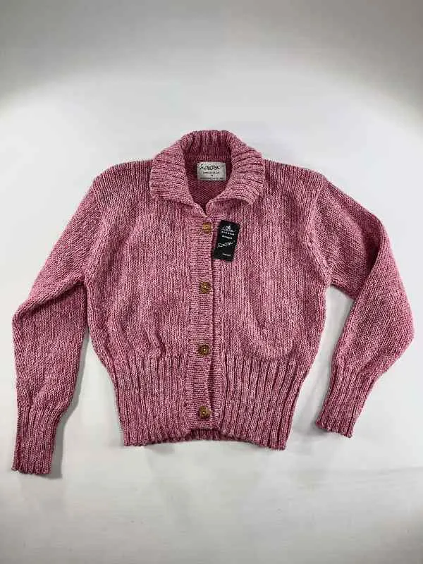 Cropped Panel Cardigan – Speckled dusty pink – Rossan Knitwear