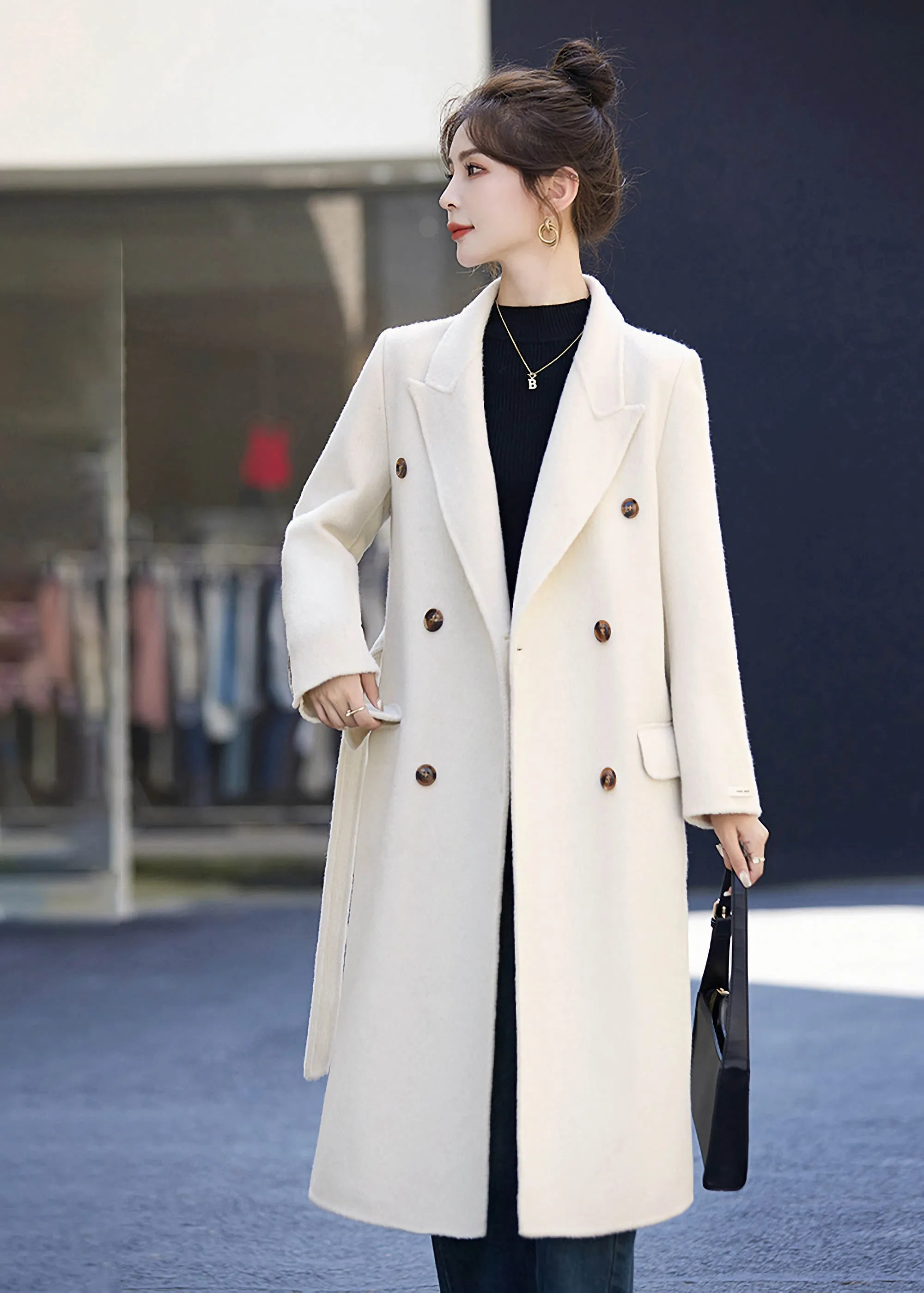 Cynthia Double Face Wool Blend Belted Coat