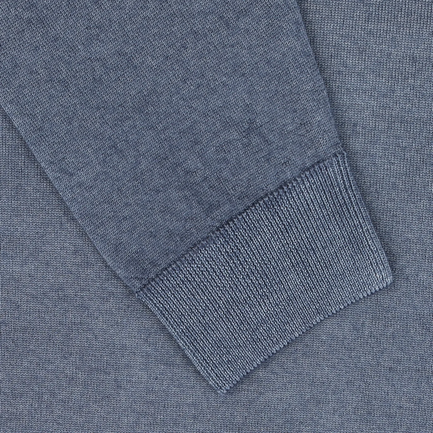 Dark Blue Melange Merino Wool Crewneck