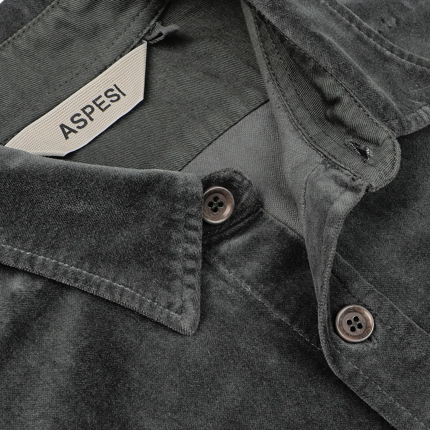 Dark Grey Cotton Velvet Overshirt