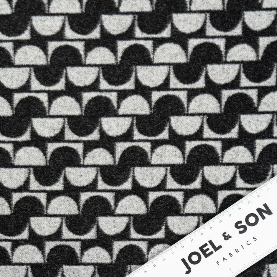 Dark Grey Double-Faced Printed Wool Blend