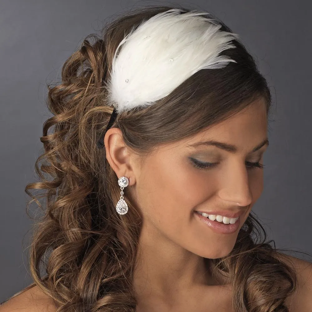 Diamond White Feather Headband