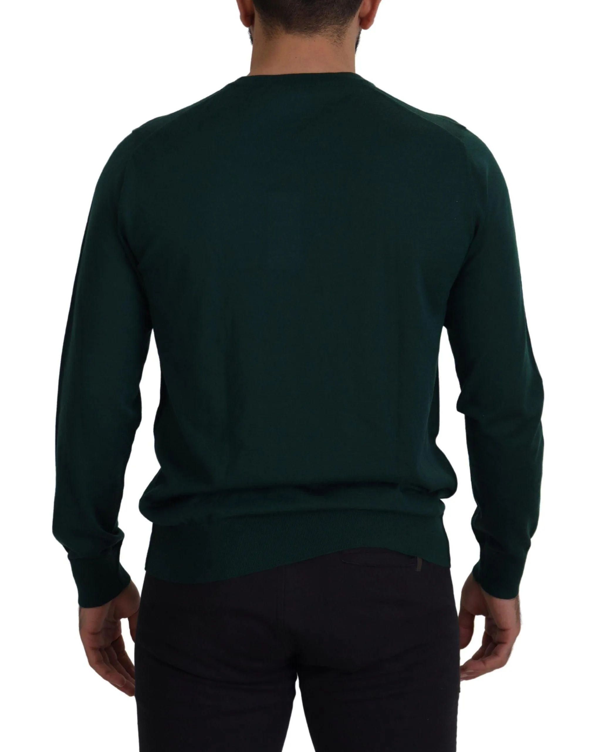 Dolce & Gabbana Green Cashmere Crewneck Pullover Sweater